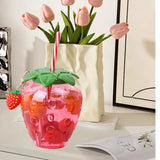 Children's Straw Cup 500ml with Lid & Straw Reusable Plastic – Strawberry