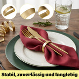 Napkin Rings Set of 8 Half-Round Metal – Gold
