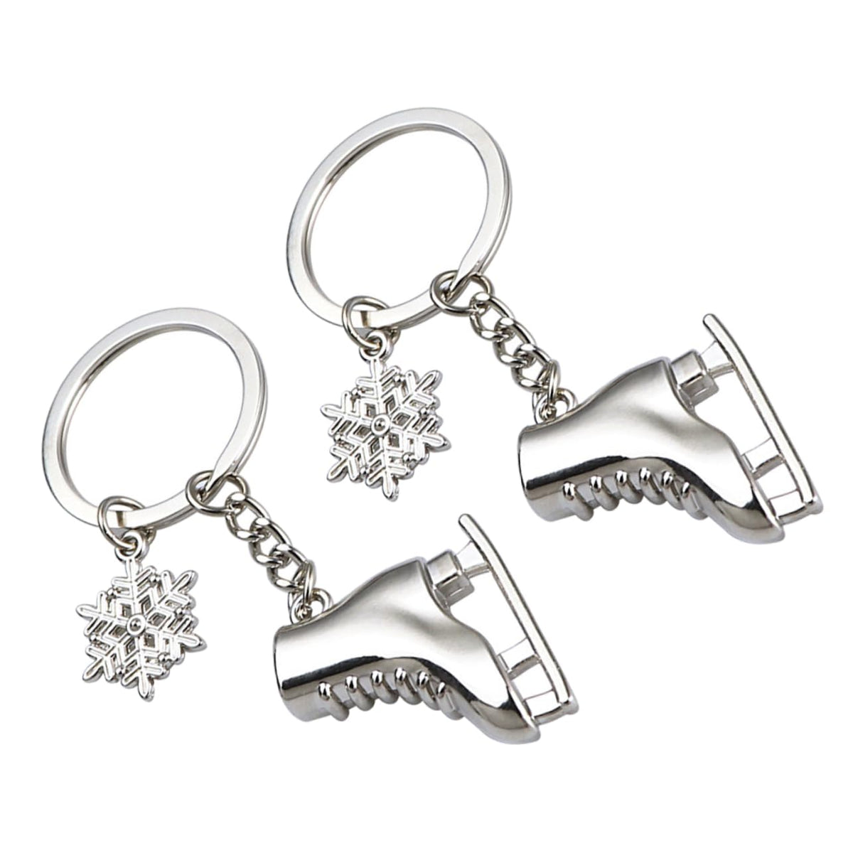 Set 2 brelocuri de chei tip pantofior cu strasuri din inox – Argintiu 3x3x0.5 cm