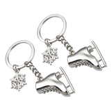 Set 2 brelocuri de chei tip pantofior cu strasuri din inox – Argintiu 3x3x0.5 cm