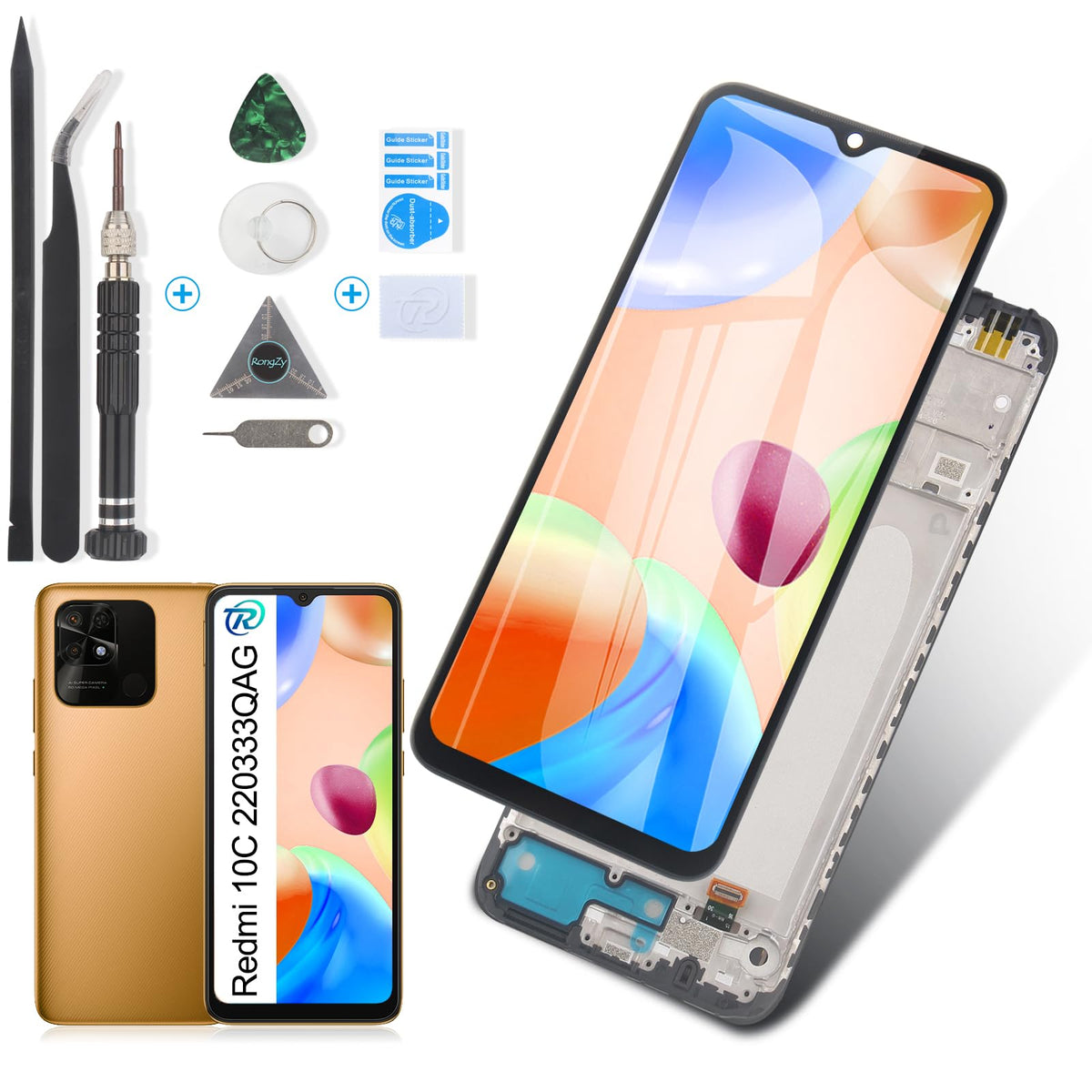 Display LCD cu touchscreen și ramă cu scule pentru Xiaomi Redmi 10C RongZy 6.71 inch – Negru