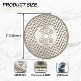 Diamond cutting disc 125mm galvanized saw blades - for cutting and grinding granite, marble, ceramic, porcelain stoneware, tiles, quartz M14 thread SANLEETEK