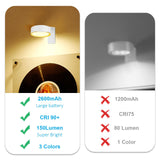 Lămpi spot LED magnetice reîncărcabile cu telecomandă și timer pentru tablouri, set 2 bucăți – Alb