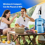 EASYSPEED Automatic Cold Water Dispenser, 1200mAh Electric USB Water Tap Pump, Portable Electric with 2 Adapters for 3, 5, 8, 10, 13, 15, 18 Liter Bottles and Carafes, Black