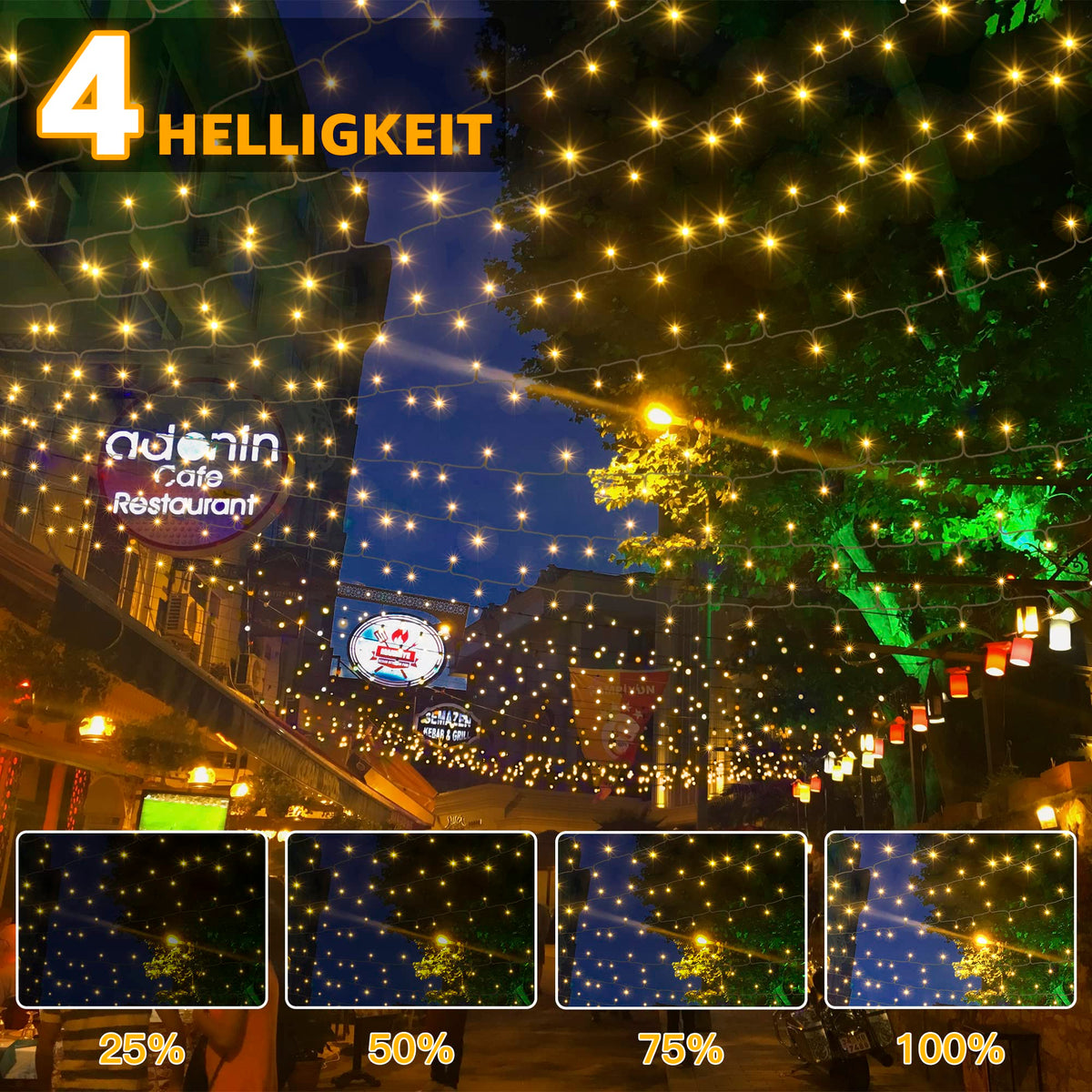 Ghirlandă luminoasă LED de exterior Ollny 40m 400 LED-uri cu telecomandă și timer IP44 – Alb cald
