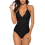 Costum de baie întreg modelator Litthing cu detalii din dantelă croșetată și decolteu în V – Negru L