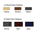 Lancoon Wooden Digital Clock - Multifunctional LED Alarm Clock with Time/Date/Temperature Display and Voice Control for Home Office Travel - AC11Brown_Red