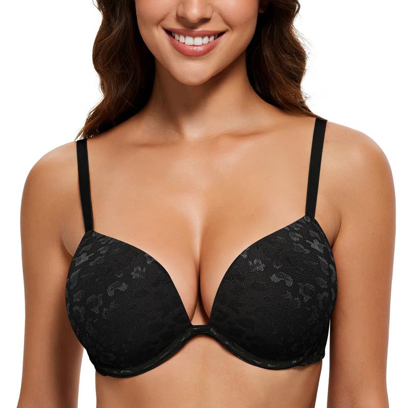 Sutien damă push-up cu armătură super căptușit Maximizer – Negru 75A