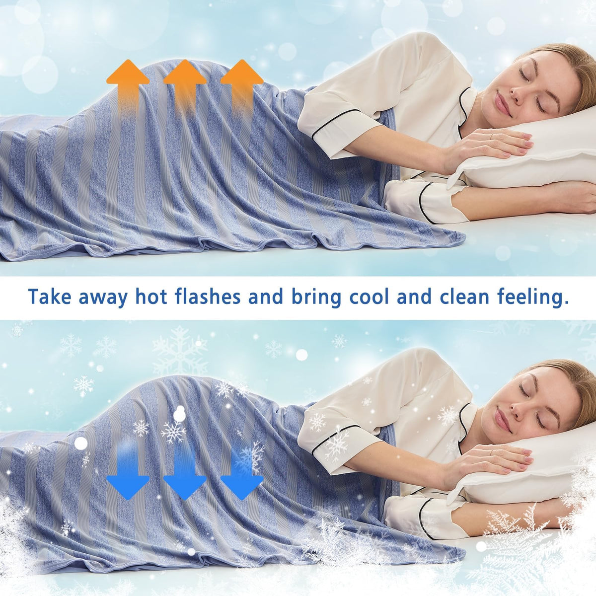 EMME Cooling Blanket Q‑Max>0.5 Double‑Sided Fine Stripes 230x230cm Lightweight – Dark Grey 230x230cm