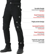CTBQiTom Men's Motorcycle Pants with Aramid Protective Liner Motorcycle Trousers with Removable Armor CE,Black,30W/30L