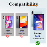 Xiaomi Redmi Pad 2 Case 11in Heavy Duty Shockproof with Screen Protector & 360° Rotating Stand – Black