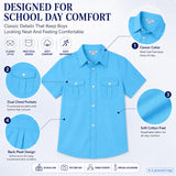 Boys' Short-Sleeve School Shirt Button Placket Casual – Ocean Blue 12