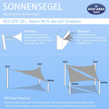 Prelată de umbrire triunghiulară impermeabilă cu protecție solară UV 2.5 x 2.5 x 3.5 m – Crem