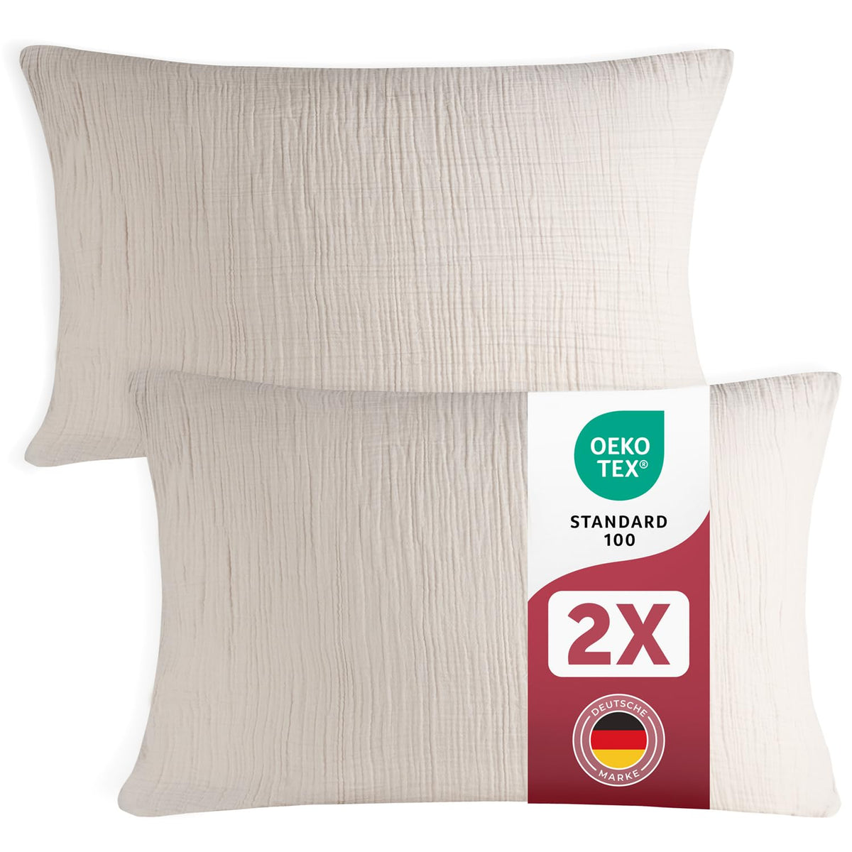 Muslin Pillowcases Set of 2 40x80 cm – Grey