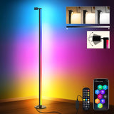 RGBIC LED Floor Lamp 140cm Detachable Dimmable 16M Colours App Control 180° Illumination – Black