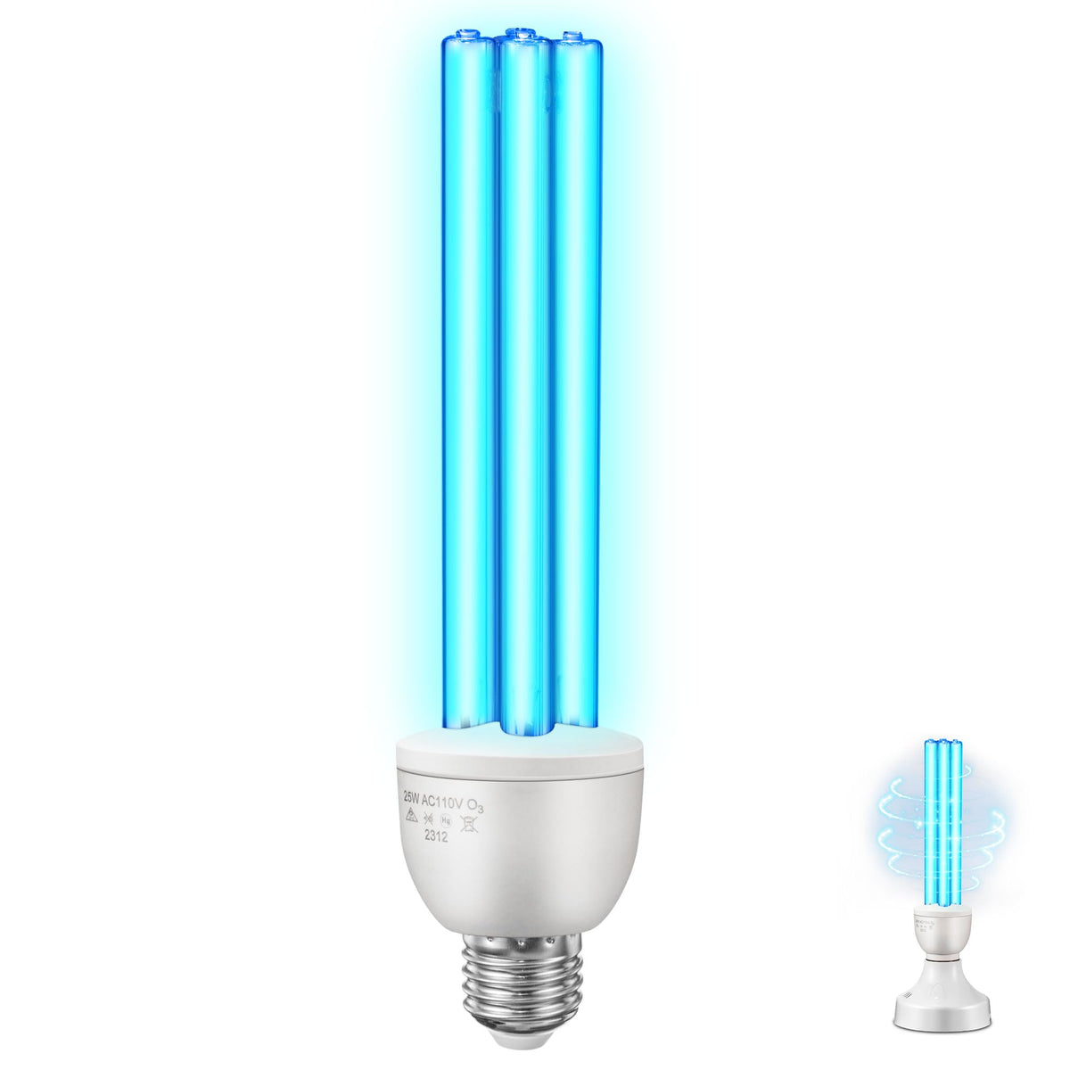 Lampă de dezinfectare germicidă UVC 25W dulie E27 sterilizare 360° cu ozon