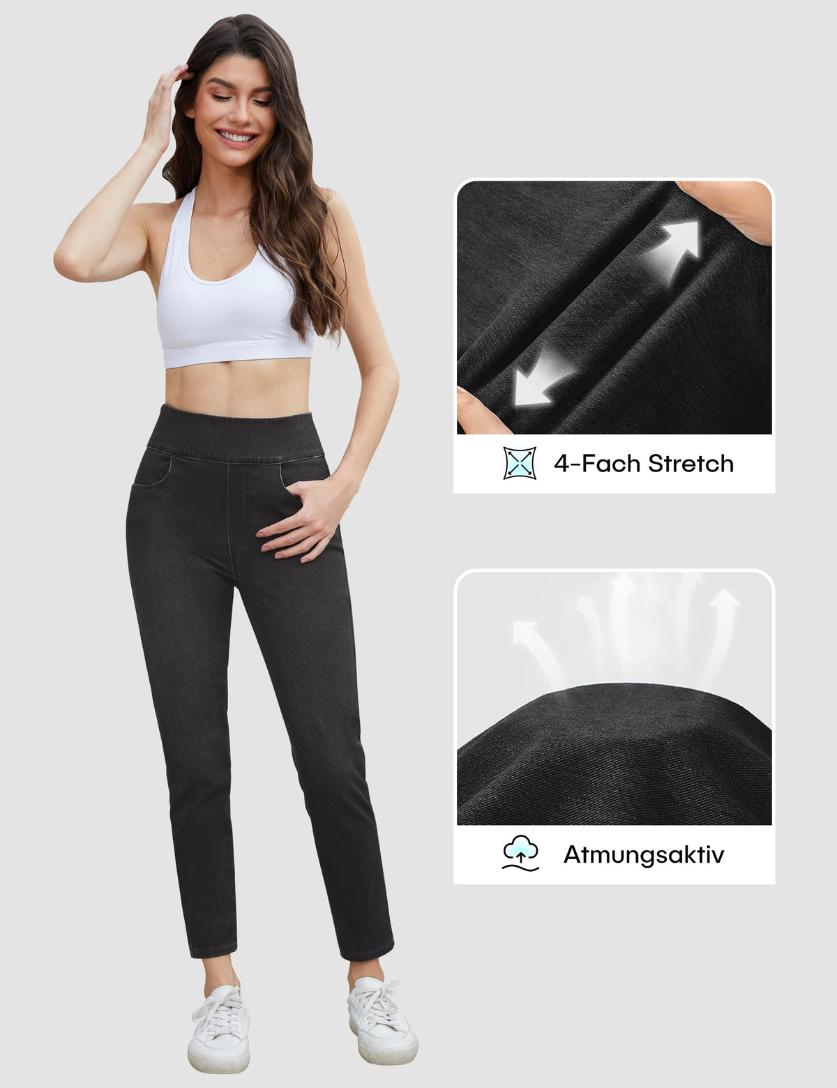 Women's High-Waist Skinny Jeggings Stretch Figure-Hugging – Black