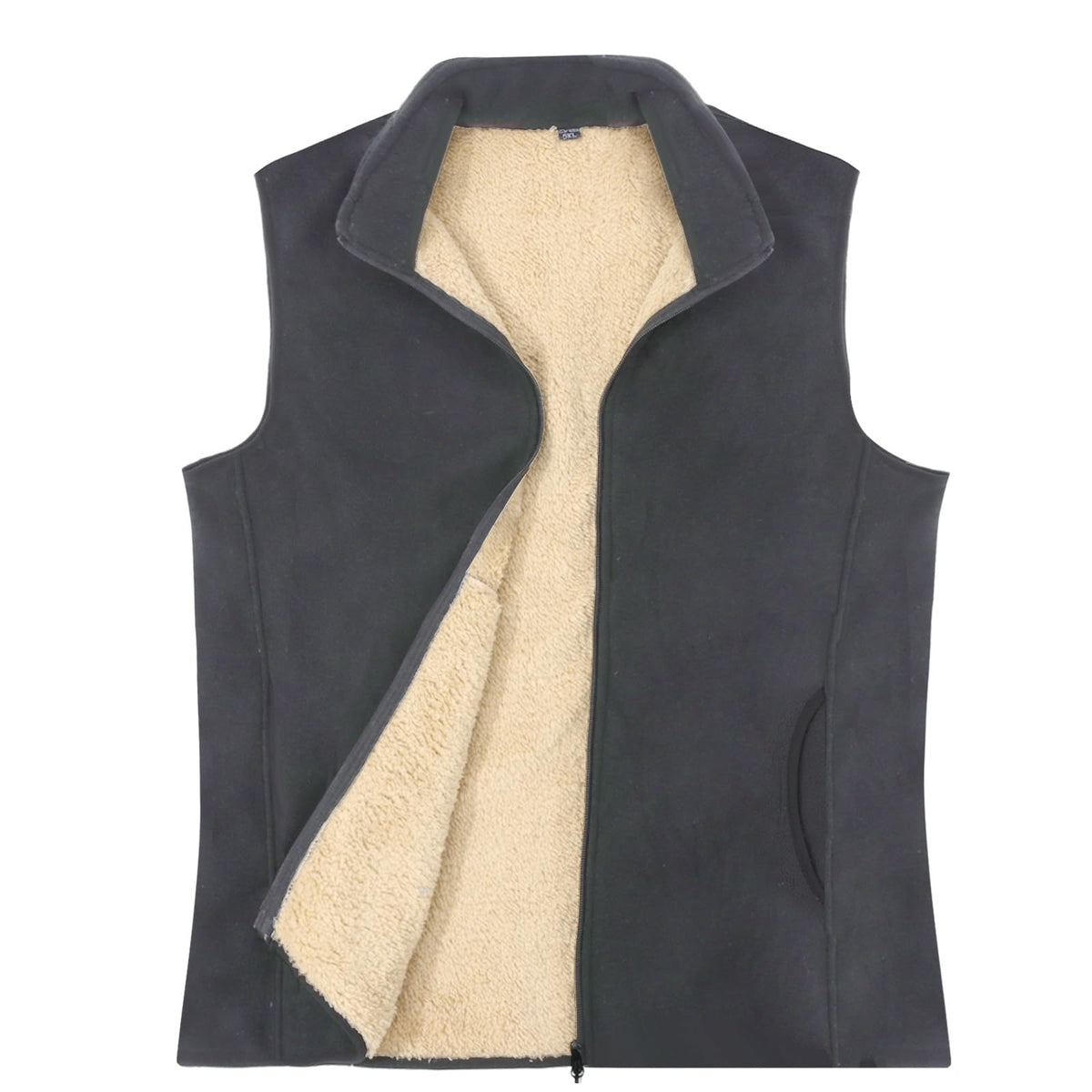 Men’s Fleece-Lined Full-Zip Outdoor Vest Polar Sleeveless Bodywarmer – Grey XXL