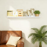 Floating Wall Shelves Set of 2 40cm with Lip Wooden Beads Modern – White