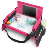 INFIVITA Lap Tray Travel Table Tray for Children Play with Erasable Drawing Board & 6 Colored Pencils for Play and Dining Table Play Table Car Seat Table for Buggies, Strollers, Car, Plane, Train