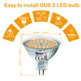 Becuri LED MR16 GU5.3 6W 12V 2700K lumină caldă unghi 120 grade, set 6 bucăți