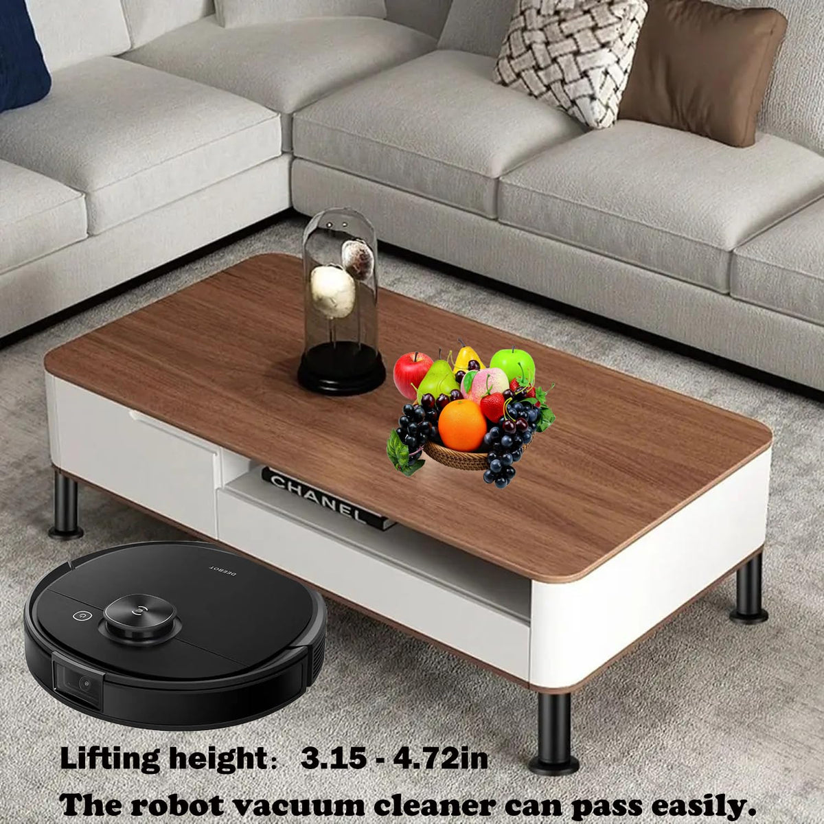Picioare metalice reglabile pentru mobilier înălțime 8–12 cm antiderapante, set 6 bucăți – Negru