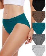 Women's Cotton Hipster Lace Multipack Breathable Stretch Panties - Black & White XXL