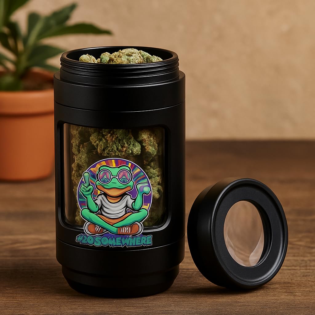 Manual Spice Grinder 4-piece Set with Glass Stash Portable Sharp Teeth Magnetic Lid