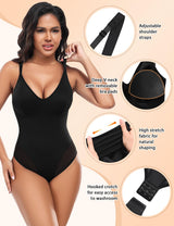 Body modelator sculptant Niwicee cu decolteu în V și bretele reglabile – Negru XXL