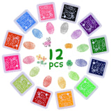 Stamp Pad Set Fingerprint Ink Pads Non-Toxic – 12 colours