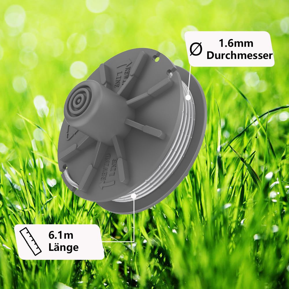 Role cu fir trimmer compatibile Gardena 5307-20 cu capac de protecție, set 4 bucăți