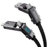 PZOZ 4-in-1 LED Display Fast Charging Cable, 60W, USB Cable, USB C to Lightning/Type C to USB C/USB A to Lightning/USB A to USB C Multi Charging Cable (60W, 1.5M)