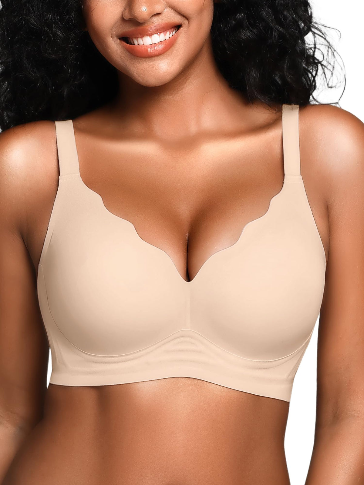 Wireless Seamless Padded Bralette Soft Support – Beige L