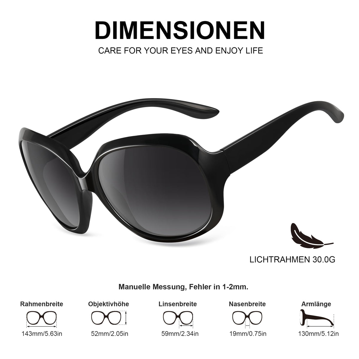 Ochelari de soare pătrați polarizați supradimensionați UV400 unisex – Negru/Roșu Mare