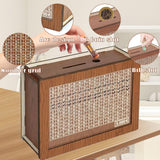 Wooden Money Box with Counter 5000 Euro Savings Goal – Retro