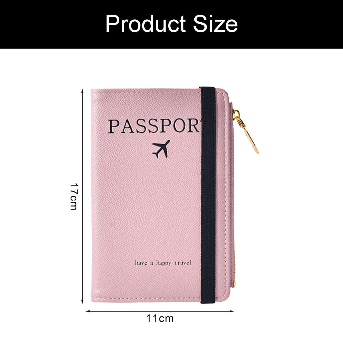 Passport Holder Travel Document Organizer PU Leather with Coin Pocket – Black