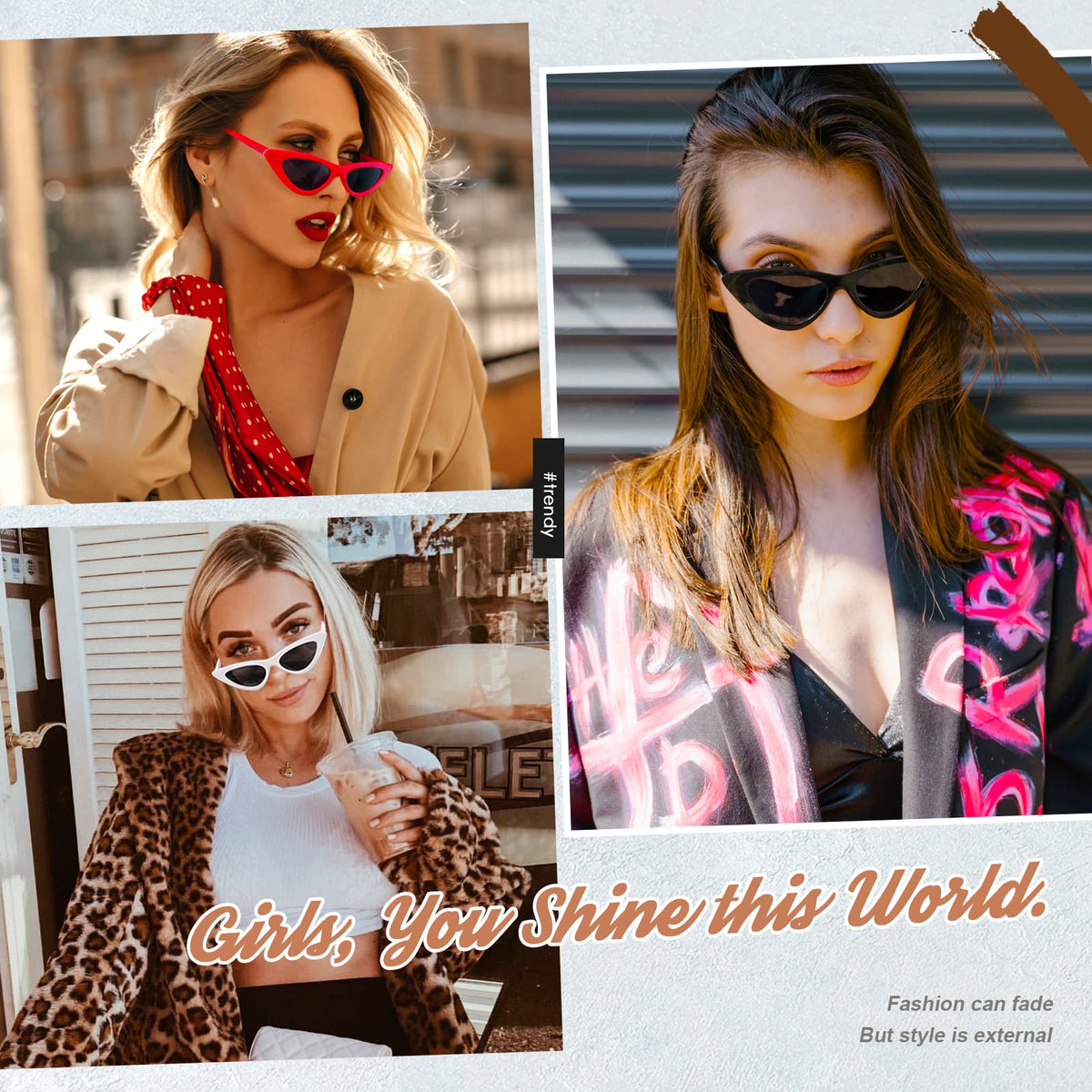 Ochelari de soare damă stil retro anii '90 Cat Eye ochi de pisică GQUEEN