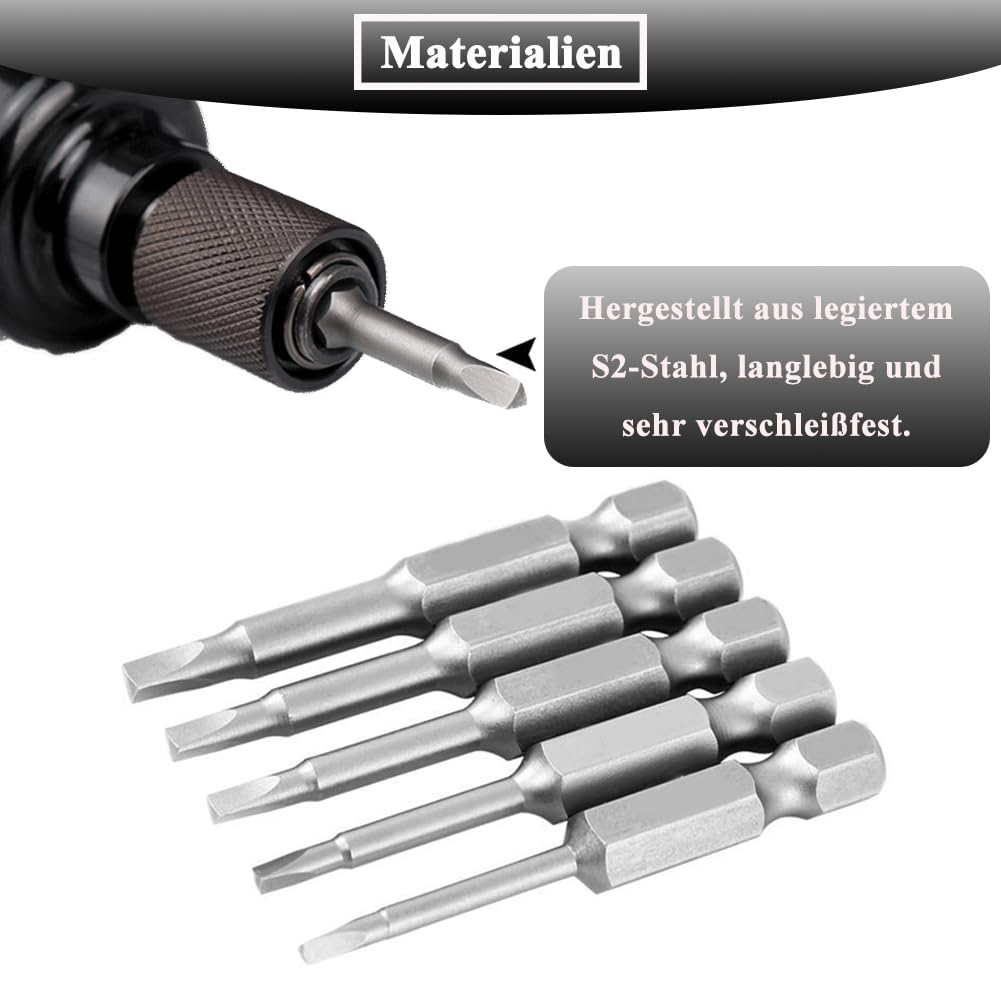 Set 5 biți triunghiulari magnetici din oțel S2 prindere hexagonală 1/4 inch lungime 50 mm