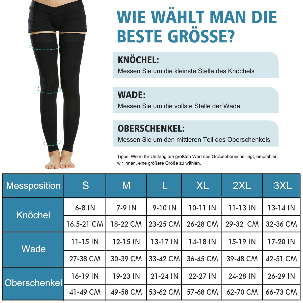 Evolyline Medical Compression Stockings 15-20 mmHg – Thigh High