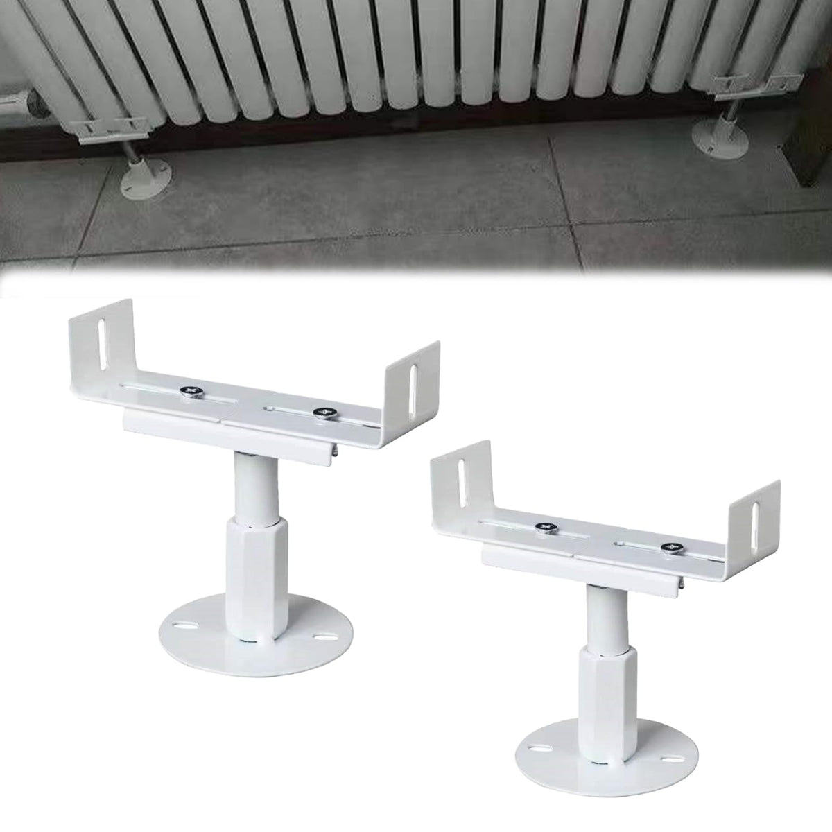 Radiator Floor Stand Adjustable 18-23cm H 3-22cm W Aluminium Legs - 2 pcs