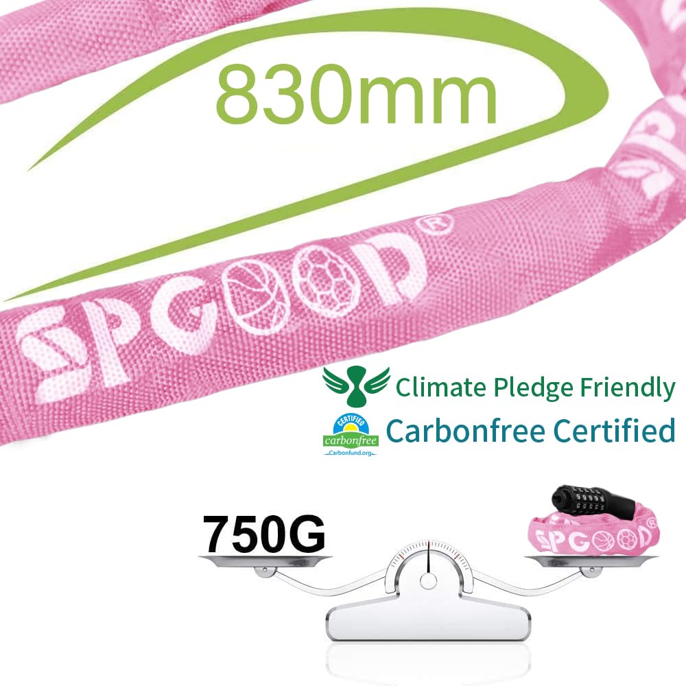Antifurt cablu bicicletă cu cifru din 5 cifre SPGOOD 10x650 mm – Roz deschis