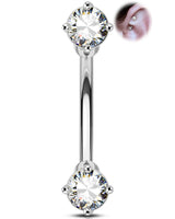 Piercing curbat pentru sprânceană din oțel chirurgical 316L cu zirconiu – Argintiu 16G 6mm