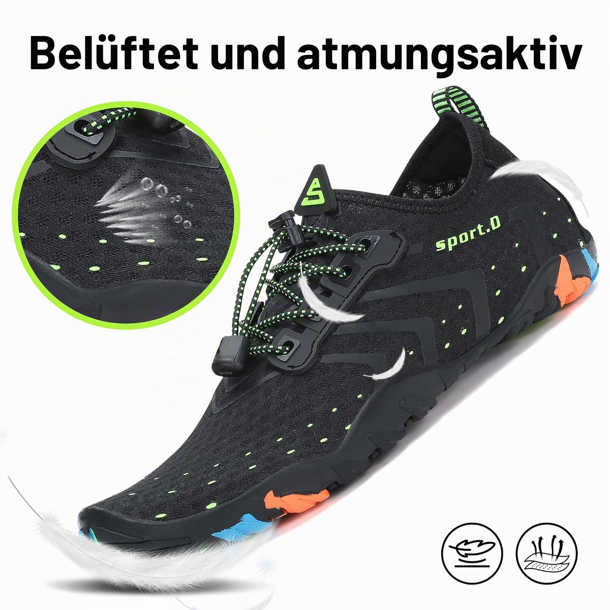 SAGUARO Aqua Water Shoes Lightweight Beach Swim Surf – Black EU 45