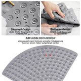 Triangular Corner Shower Mat 70x70cm Non-Slip with Suction Cups Drainage – Grey