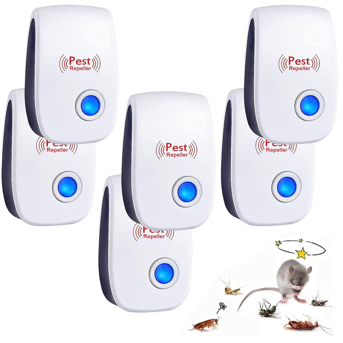 Ultrasonic Rodent Repeller 6-Pack Pest Repeller for Mice & Rats