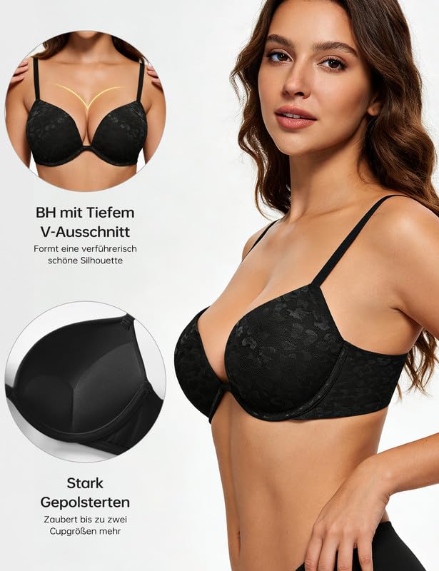 Sutien damă push-up cu armătură super căptușit Maximizer – Negru 75A