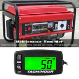 NInE-ROnG Self-Powered Digital Tachometer, Hour Meter, Inductive Maintenance, Waterproof, Backlit Tachometer, Battery Change, for Lawn Mowers, Tractor Generators