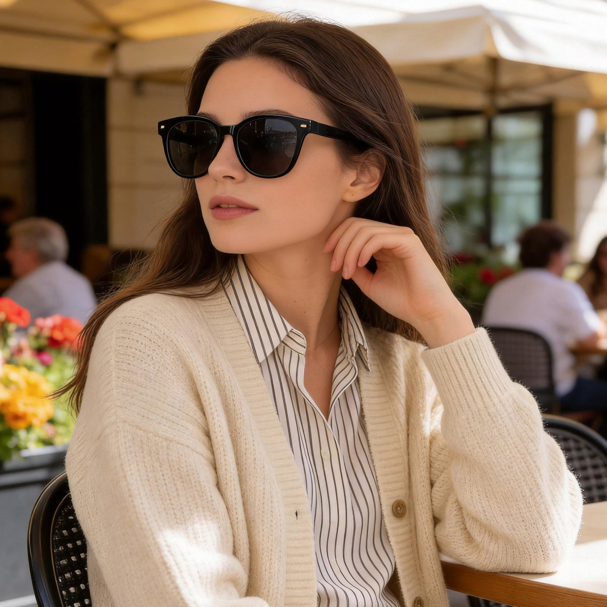 Ochelari de soare polarizați damă protecție UV400 stil retro – Negru
