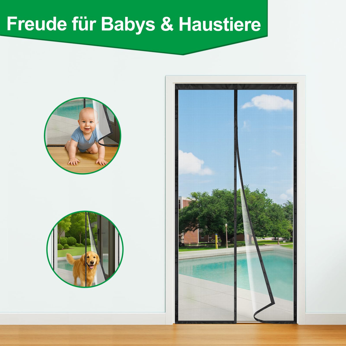 Plasă magnetică anti-insecte pentru ușă de balcon cu închidere automată 80x200 cm