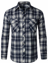 Men's Checkered Flannel Shirt Long Sleeve Button-Down Casual Loose Fit – Green-Black XXL